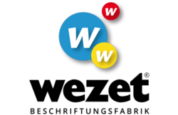 Logo von der Firma wezet Beschriftungsfabrik aus Markgroeningen-Unterriexingen, in Baden-Württemberg.